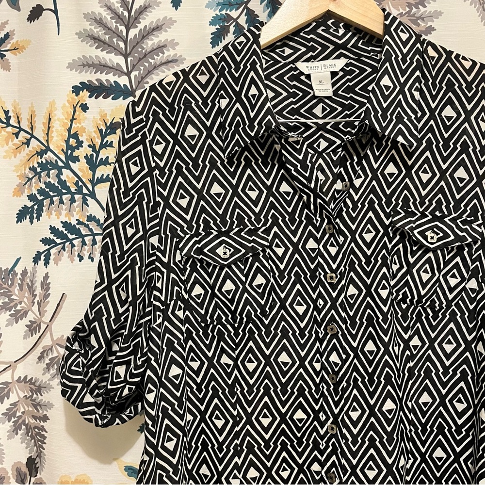 White House Black Market tunic - black tunic - button up tunic